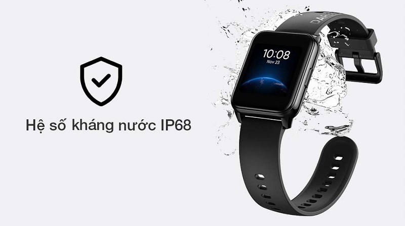 Realme Watch 2 sở hữu chuẩn kh&aacute;ng nước IP68 cho ph&eacute;p thoải m&aacute;i đeo khi đổ mồ h&ocirc;i, rửa tay